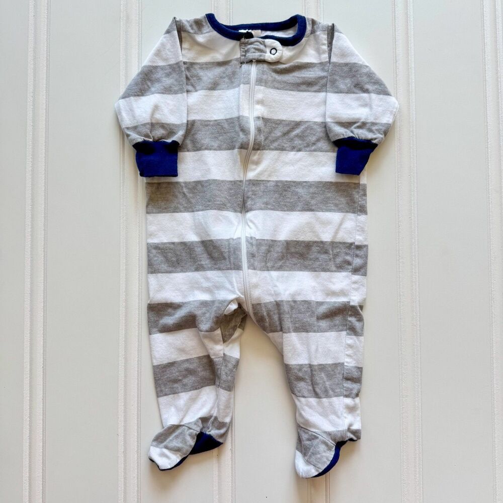 4/$10 - Onesies Brand Cotton Striped Zip Up Baby Footie | 0-3 Months